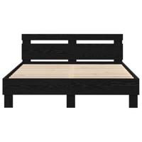 Bedframe met hoofdeinde Zwart eiken 150 x 200 cm Bewerkt hout - thumbnail