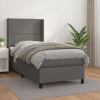 Boxspring met matras kunstleer grijs 200x200 cm - thumbnail