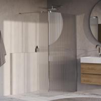 BRAUER Oblivion Flow inloopdouche helder ribbelglas 120x200 met zijwand 30 incl. glascoating chroom - thumbnail