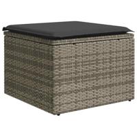 2-delige Loungeset met kussens poly rattan acacia grijs - thumbnail