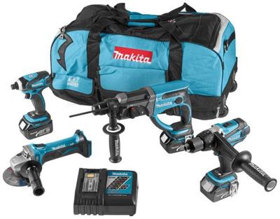 Makita dlx4017 | lxt accu combiset 18v ddf458 + dhr202 + dtd146 + dga452 in tas (3x 3.0ah accu + dc18rc snellader) - dlx4017