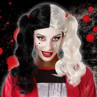 Halloween pruik Wit Harlekijn - thumbnail
