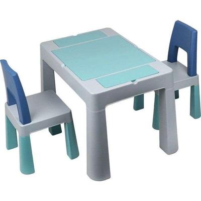 Multifunctionele speeltafel - THERMOBABY - MULTIPLAY - Met 2 stoelen - Grijs/Blauw