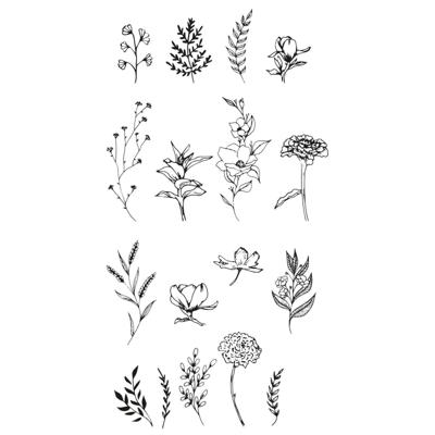 Sizzix • clear stamp set garden botanicals 17pcs