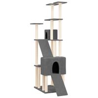 VidaXL Kattenmeubel met sisal krabpalen 190 cm donkergrijs - thumbnail