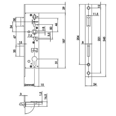 SSF RR insteekslot PZW 24/30/92/8mm DIN L/R VA nachtschoot