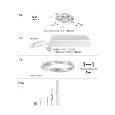Paulmann 94420 Kabelsysteem compleet LED vast ingebouwd LED Chroom (mat), Chroom Paulmann 94420 Kabelsysteem compleet LED vast ingebouwd LED Chroom (mat), Chroom