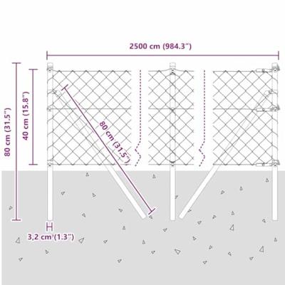 VidaXL Afrasteringspaal zilver 25 x 0,4 m (60 x 60 mm gaas) staal