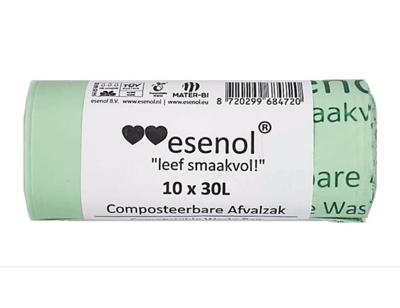Esenol Composteerbare afvalzakken 30 liter - 1 rol van10st Esenol Composteerbare afvalzakken 30 liter - 1 rol van10st