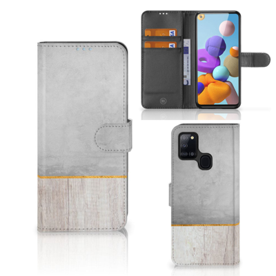 Samsung Galaxy A21s | Book Style Case | Wood Concrete