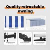 VidaXL Inklapbaar zonnescherm blauw en wit 350 x 200 cm - thumbnail