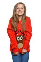 Kersttrui rood rendier kids - thumbnail