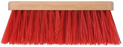 Bezem rood 28 cm met beugel en houten steel 140 cm