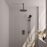 Regendoucheset Inbouw Brauer Gunmetal Carving Thermostatisch 30cm met 3-Weg Omstelling, Plafondarm, Glijstang en Handdouche 3-Standen Geborsteld Gunmetal - thumbnail