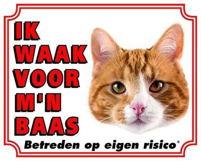 Katten Waakbord - Ik waak voor mijn baas Rood
