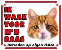 Katten Waakbord - Ik waak voor mijn baas Rood - thumbnail