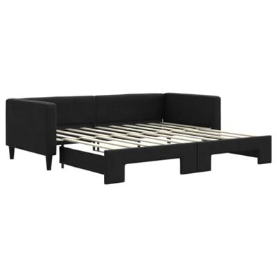 Slaapbank met onderschuifbed 90x190 cm stof zwart