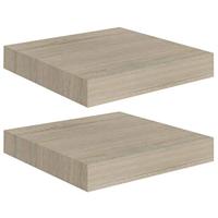 Wandschappen zwevend 2 st 23x23,5x3,8 cm MDF eikenkleurig - thumbnail