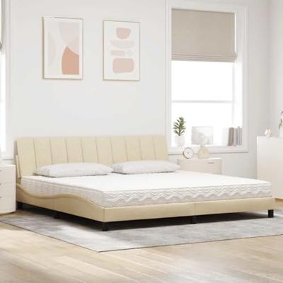 Bed met matras "Hanko" stof crèmekleurig 200x200 cm