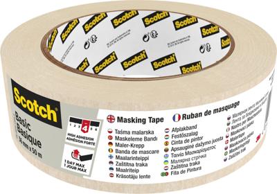 Afplaktape scotch basic 36mmx50m beige | 16 stuks Afplaktape scotch basic 36mmx50m beige | 16 stuks