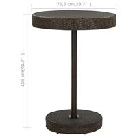 Tuintafel 75,5x106 cm poly rattan bruin - thumbnail