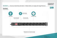 Digitus DN-95407 19 inch Stekkerdoos voor patchkast 1 HE Geaarde contactdoos Zwart - thumbnail