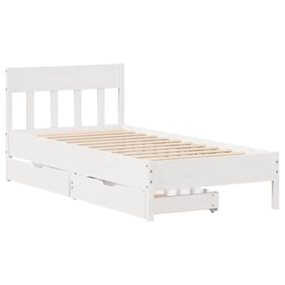 Bedframe zonder matras massief grenenhout wit 75x190 cm