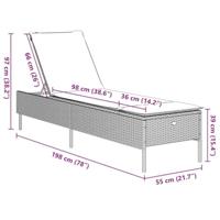 Ligbed met kussen poly rattan beige - thumbnail