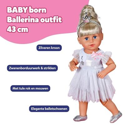 BABY born ballerina zilver glitter pakje