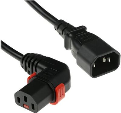 ACT AK5273 230V Stroomkabel C14/C13 (Haaks Rechts) Lockable Zwart - 1 meter