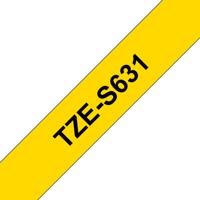 Brother TZe-S631 Labeltape extra sterk klevend PET Tapekleur: Geel Tekstkleur: Zwart 12 mm 8 m - thumbnail