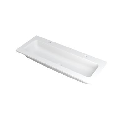 INK Faktor Wastafel Polystone Centraal met 2 Kraangaten - 1200x450x15 mm - Mat Wit