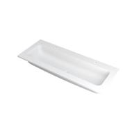 INK Faktor Wastafel Polystone Centraal met 2 Kraangaten - 1200x450x15 mm - Mat Wit - thumbnail