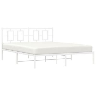 Bedframe met hoofdbord metaal wit 150x200 cm Bedframe met hoofdbord metaal wit 150x200 cm