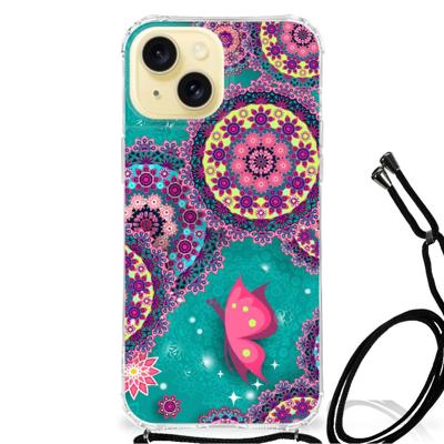 Apple iPhone 15 Back Cover Cirkels en Vlinders Apple iPhone 15 Back Cover Cirkels en Vlinders