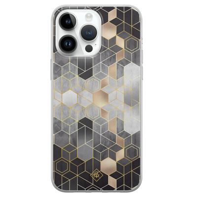 iPhone 14 Pro Max siliconen hoesje - Grey cubes
