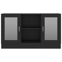 Vitrinekast 120x30,5x70 cm bewerkt hout zwart - thumbnail