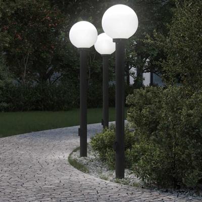 Bolderverlichting met stopcontact 3 stuks 120 cm Zwart IP44