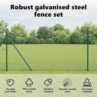 VidaXL Afrasteringspaal groen 25 x 1 m (13 mm gaas) staal - thumbnail