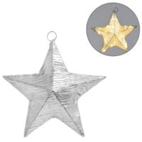 Kerstster LED op batterij stof zilverkleurig 30 cm | 12 stuks - thumbnail