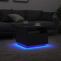 Salontafel met LED-verlichting 50x49x40 cm zwart eiken - thumbnail