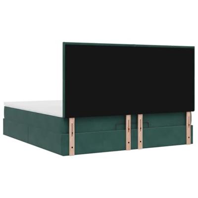 Ottoman bed met matrassen 160x200cm fluweel donkergroen