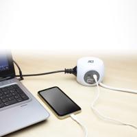 ACT Connectivity Vierkante stekkerdoos (PDU) met 3 sockets type E, USB-C/USB-A poorten, 1,5m - thumbnail
