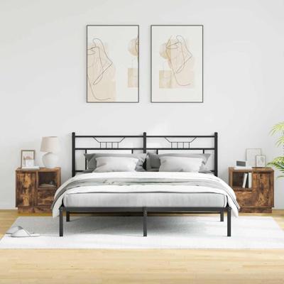 Nachtkastje 2 pcs Gerookt eiken 50 x 34.5 x 50 cm. Bewerkt hout