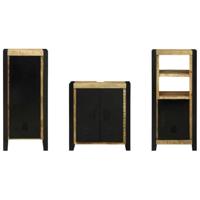 Badkamermeubelset met plank 3 pcs Bruin Massief Mango Hout - thumbnail