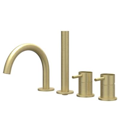 Badrandcombinatie IVY Concord 4-gats Mengkraan Met Uittrekbare Handdouche Draaibare Uitloop RVS316 Geborsteld Mat Goud PVD IVY