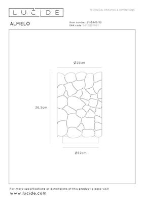 Lucide ALMELO - Tafellamp - Ø 15 cm - 1xE27 - Zwart