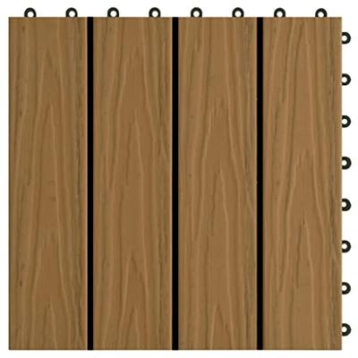 Terrastegels diep relif 30x30 cm 1 m HKC teakkleur 11 st