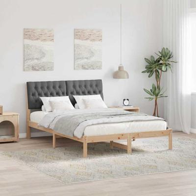 Bedframe Donkergrijs 140 x 190 cm Massief grenenhout