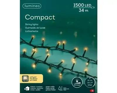 LED compact rice lights 1500 lamps soft gold - thumbnail
